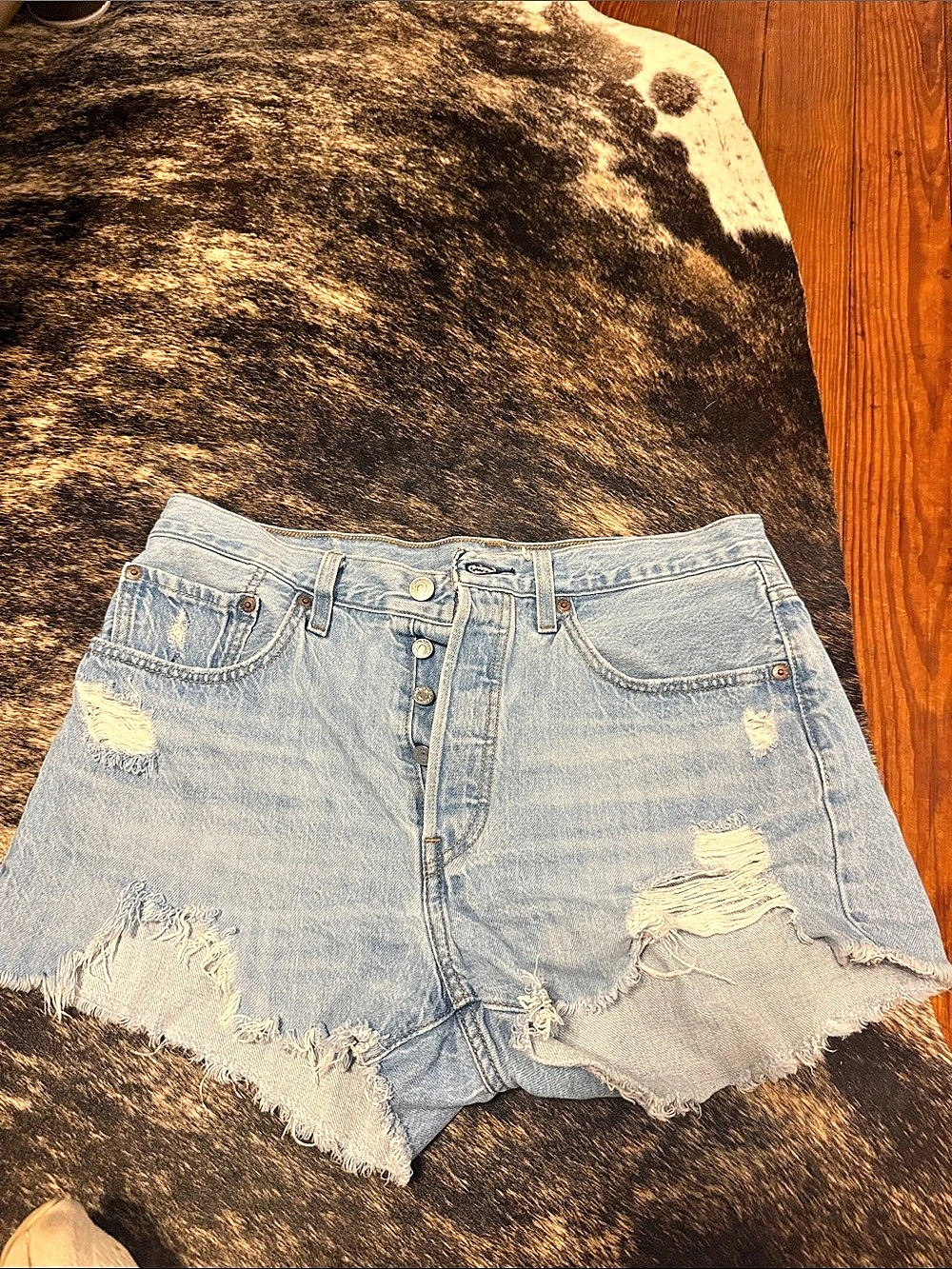 Levi's 501 Distressed Denim Jean Shorts Waist 30